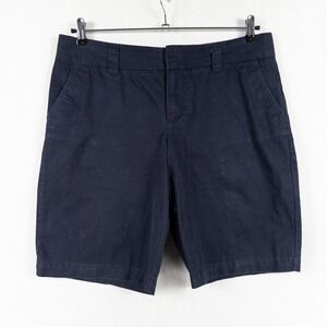 Tommy Hilfiger Shorts Womens Sz 12 Navy Blue Chino Cotton Mid Rise Casual Preppy